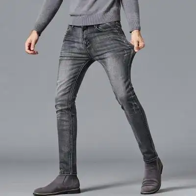 烟灰色破洞牛仔裤男 小脚裤 商品反馈