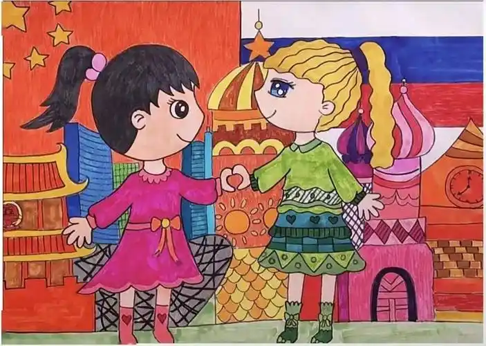 迎接建团百年携手共绘中俄情青少年国际绘画展一等奖作品展示