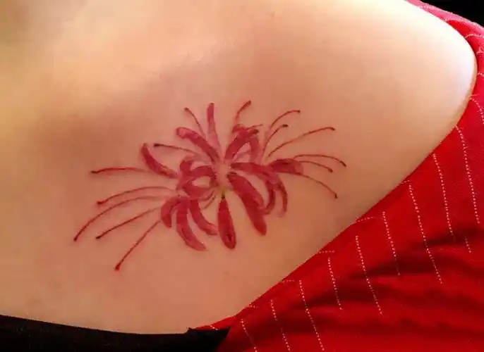 彼岸花小型纹身彼岸花锁骨纹身