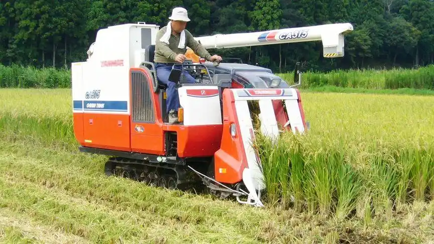 日本发明迷你水稻收割机,收割打包一次成型,一天就能收割20亩