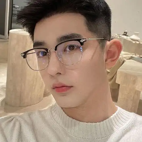 新款眉毛防蓝光眼镜框潮金属镜架男士复古商务时尚通勤眼镜架 820