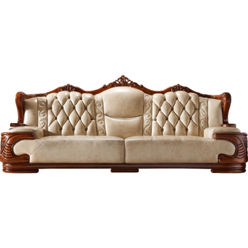 别墅客厅户型奢华欧式红木真皮沙发实木