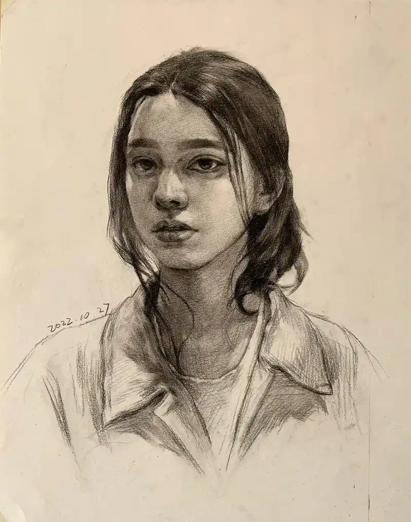 素描头像 #人物肖像 #美术生 #画画 #美术老师的日常 - 抖音