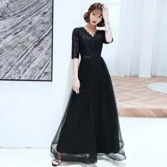 lartigent黑色晚礼服女气质春夏季大气礼服裙宴会主持礼服显瘦长款