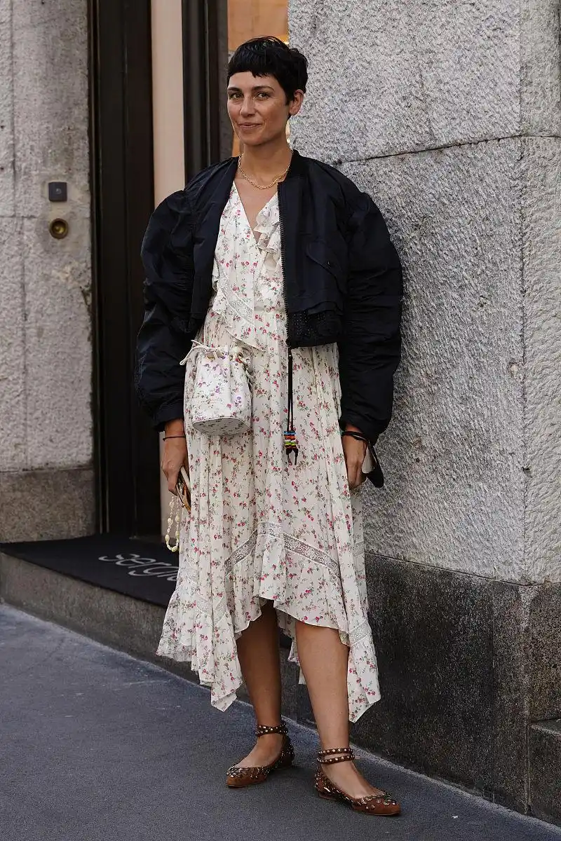 2021春夏米兰时装周:9月23日潮人街拍 时尚博主erika boldrin紫色系穿