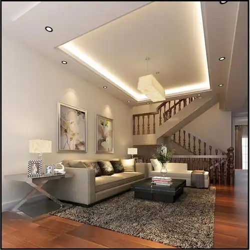 联排别墅现代风格客厅照片墙