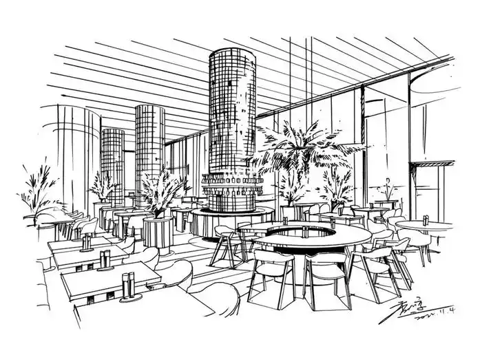 室内餐厅手绘效果图