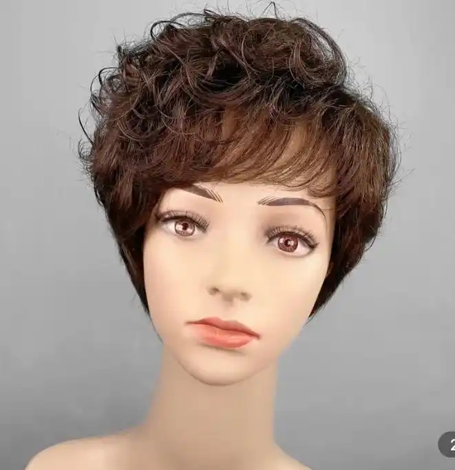 女士纹理卷短发,轻薄透气,可烫可染.#真人发丝钩织 #康尔美 - 抖音