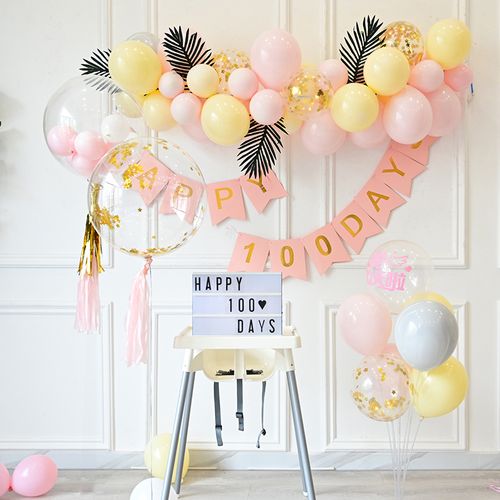 热销百天宴_儿童宝宝婴儿生日百天百日宴100天派对装饰场景布置气球