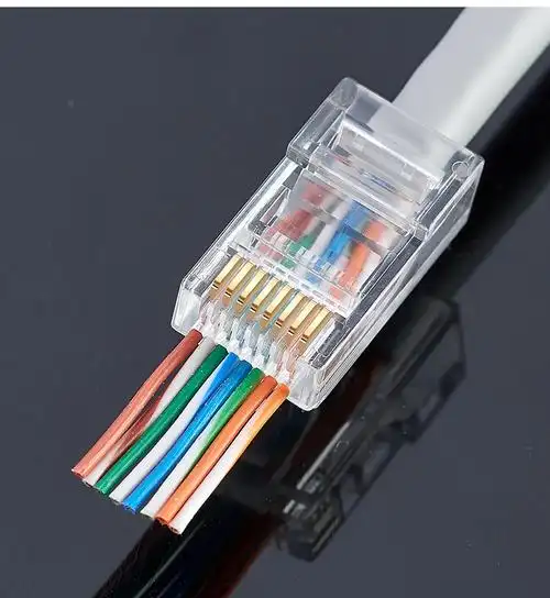 网线五六类56类rj45千兆网络宽带连接器口接头50颗 穿孔式六类非屏蔽