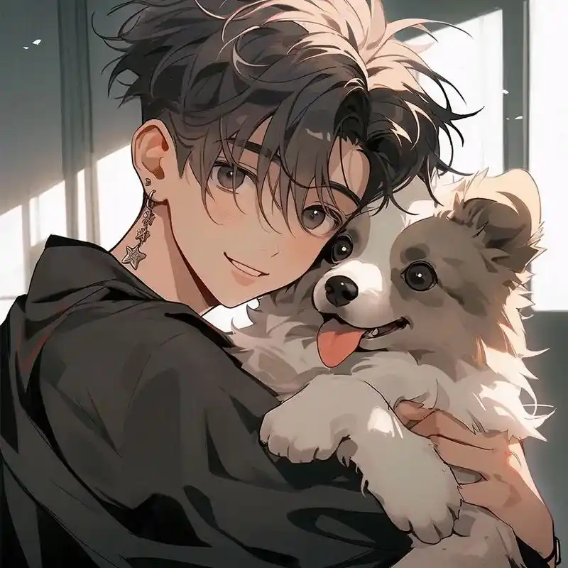 酷90boy和他的小奶狗‖男生宠物头像.#优质头像 #男生头 - 抖音