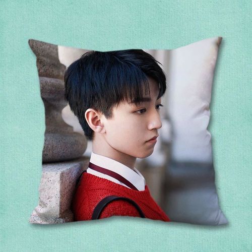 王俊凯抱枕定制照片tfboys可爱双面玩偶真人卧室床头靠垫简约礼物