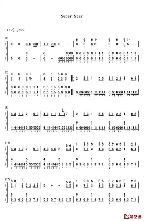 superstar钢琴简谱数字双手she