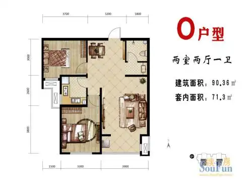 大家好,请大家帮忙,把这个2室2厅的改成3室2厅的?