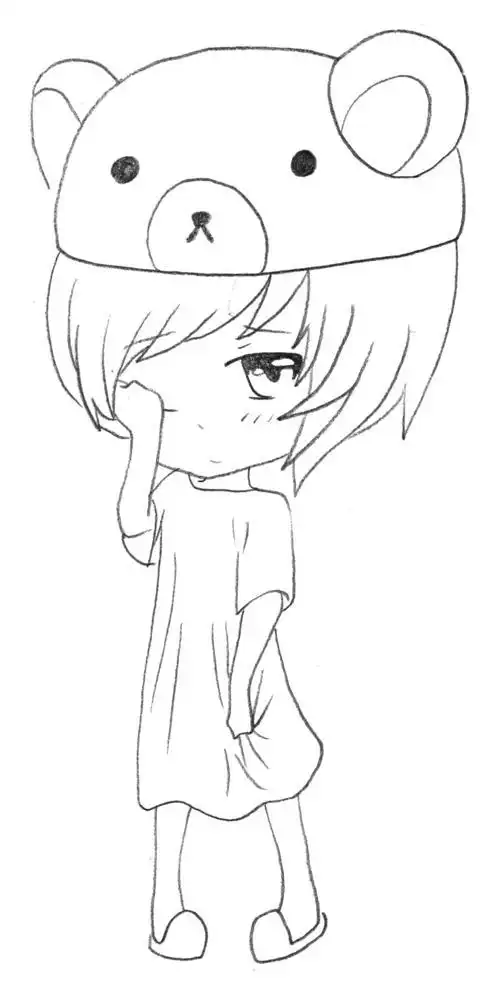 画法教程步骤图~作者:糖水桃momoko动漫人物线稿,可爱滴[兔子]小女孩