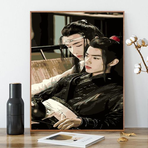 diy数字油画王一博人物肖战陈情令大幅手工减压手绘装饰油彩画