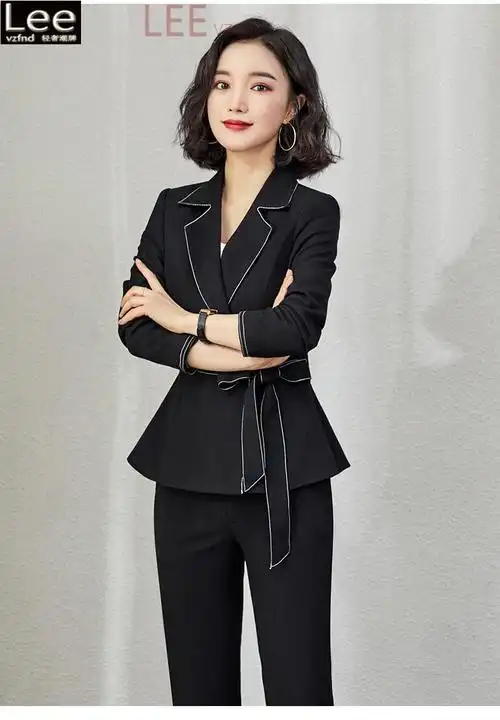 职业套装女时尚春季新款酒店美容师气质工作服职业装正装套装保罗风