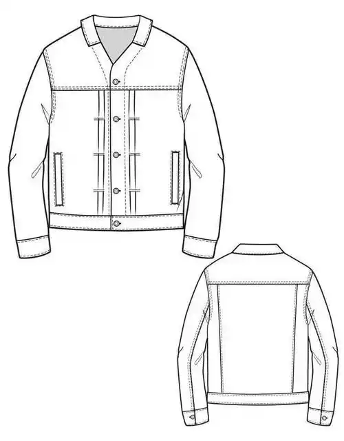 服装设计款式图上衣正反面款式图ai绘画