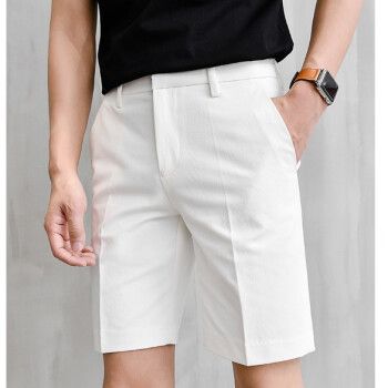 西装短裤男夏季五分休闲修身中青年纯色韩版潮流百搭帅气精神小伙夏天