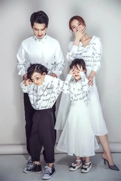 新款影楼亲子摄影服儿童写真服装一家四口全家福艺术拍照写真衣服