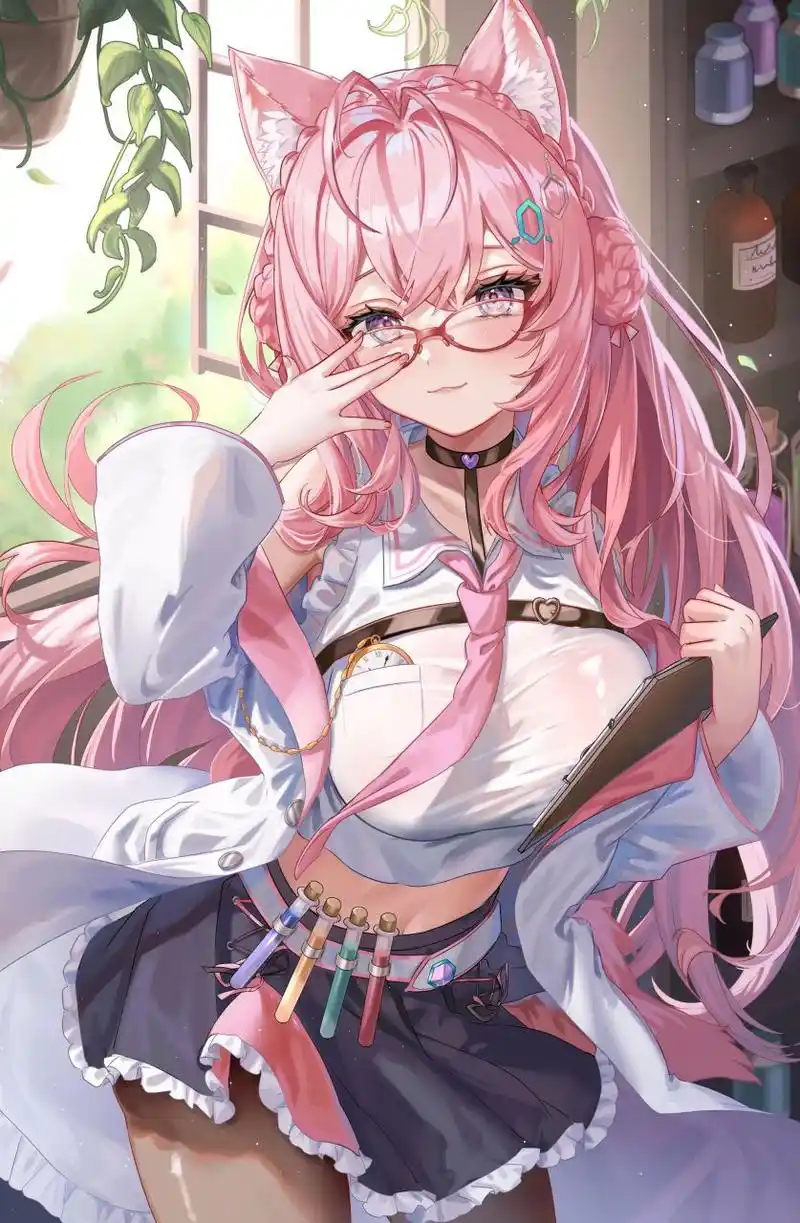 画师:るしお/lucio,博衣小夜璃(猫耳眼镜粉毛少女[期待])#二次元美图