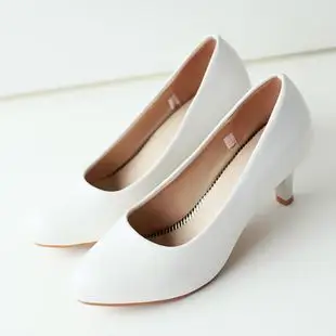 2016春夏新款高跟女鞋学院大学生鞋圆头浅口单鞋白色婚鞋职业鞋子