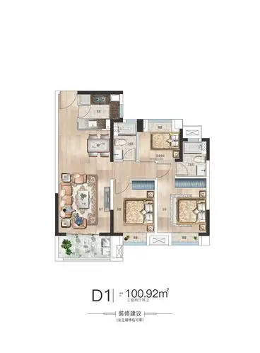 d1户型 三室两厅两卫
