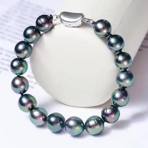【20元券】北海源生晨曦大溪地黑珍珠手链炫彩s925银海水珍珠手圈男女