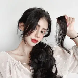 八字刘海假发女网红中分空气法式自然抖音两侧发际线贴片斜假发片