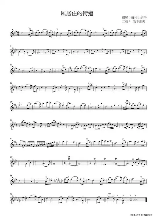 风居住的街道小提琴谱风居住的街道小提琴五线谱小提琴谱