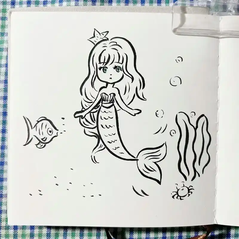 小美人鱼.#简笔画 #一学就会系列 #小美人鱼#小女生 - 抖音