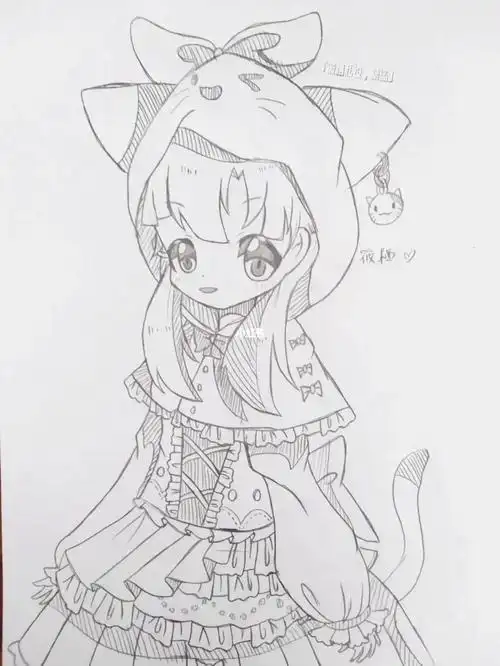 摸个猫耳帽女孩