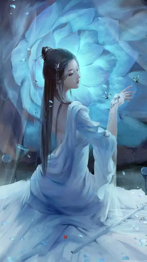 古风插画,画风温婉细腻,画中女子妩媚妖娆的姿态,十分吸晴