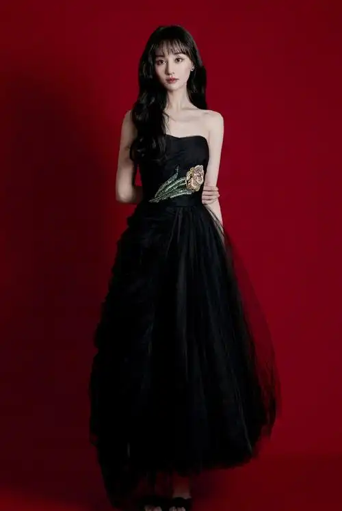 郑爽抹胸黑裙性感写真图片23