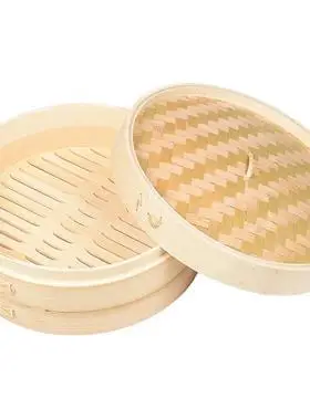 臻三环蒸笼手工竹制家用蒸饺子蒸包子蒸笼蒸屉手工编织小笼包笼屉