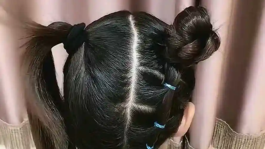 六一儿童节闺女两个丸子头真的太好看了漂亮又可爱