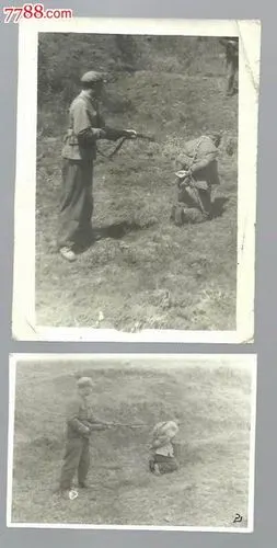 法场枪毙犯人《两张》,老照片-->集体大合影照片,老照片,家族大合影