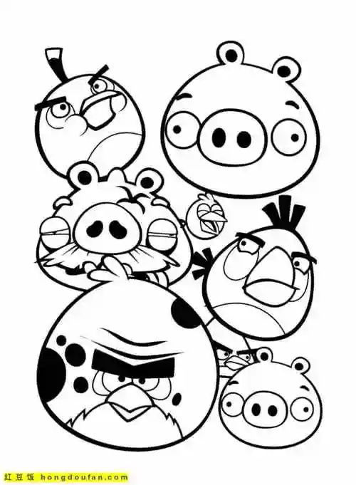 电影《愤怒的小鸟》卡通儿童涂色图片免费下载-红豆饭小学生简笔画