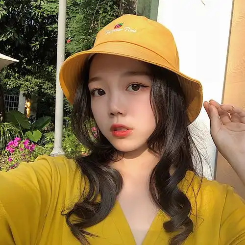 优惠券后19.9元,韩版帽子女甜美可爱草莓图案刺绣字母渔夫帽男情侣遮