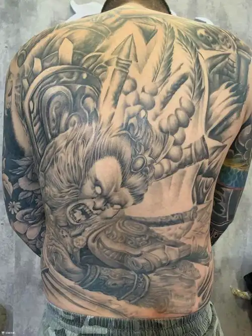 满背大圣_纹身图案手稿图片_兰金的纹身作品集