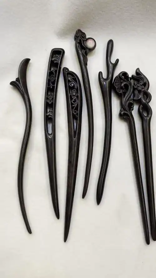 古仙高级感正宗黑檀木紫光檀国风古风盘发发簪汉服头钗簪子头饰批