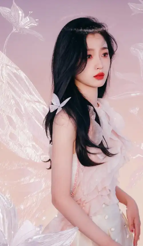 虞书欣粉纱挂脖上衣##虞书欣的心形发际线