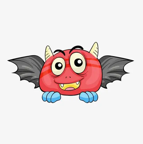 黑色红色黑翅膀的小恶魔免抠素材