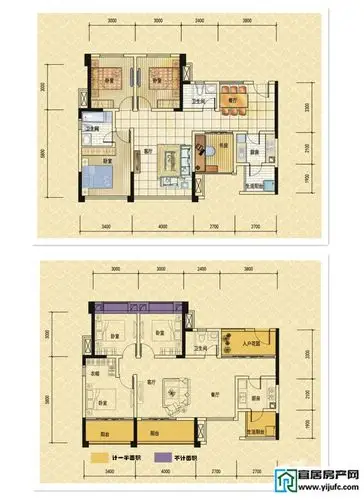 依城郡户型图 d 三室两厅一卫 [可变四 105平方米