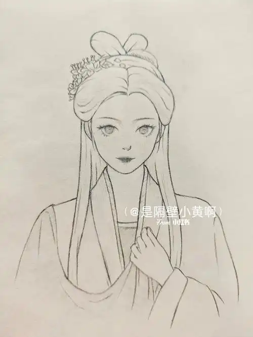 线稿打卡5050古风人物线稿含步骤