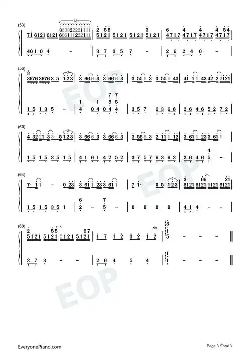 忽而今夏同名主题曲双手简谱预览3-钢琴谱文件(五线谱,双手简谱,数字