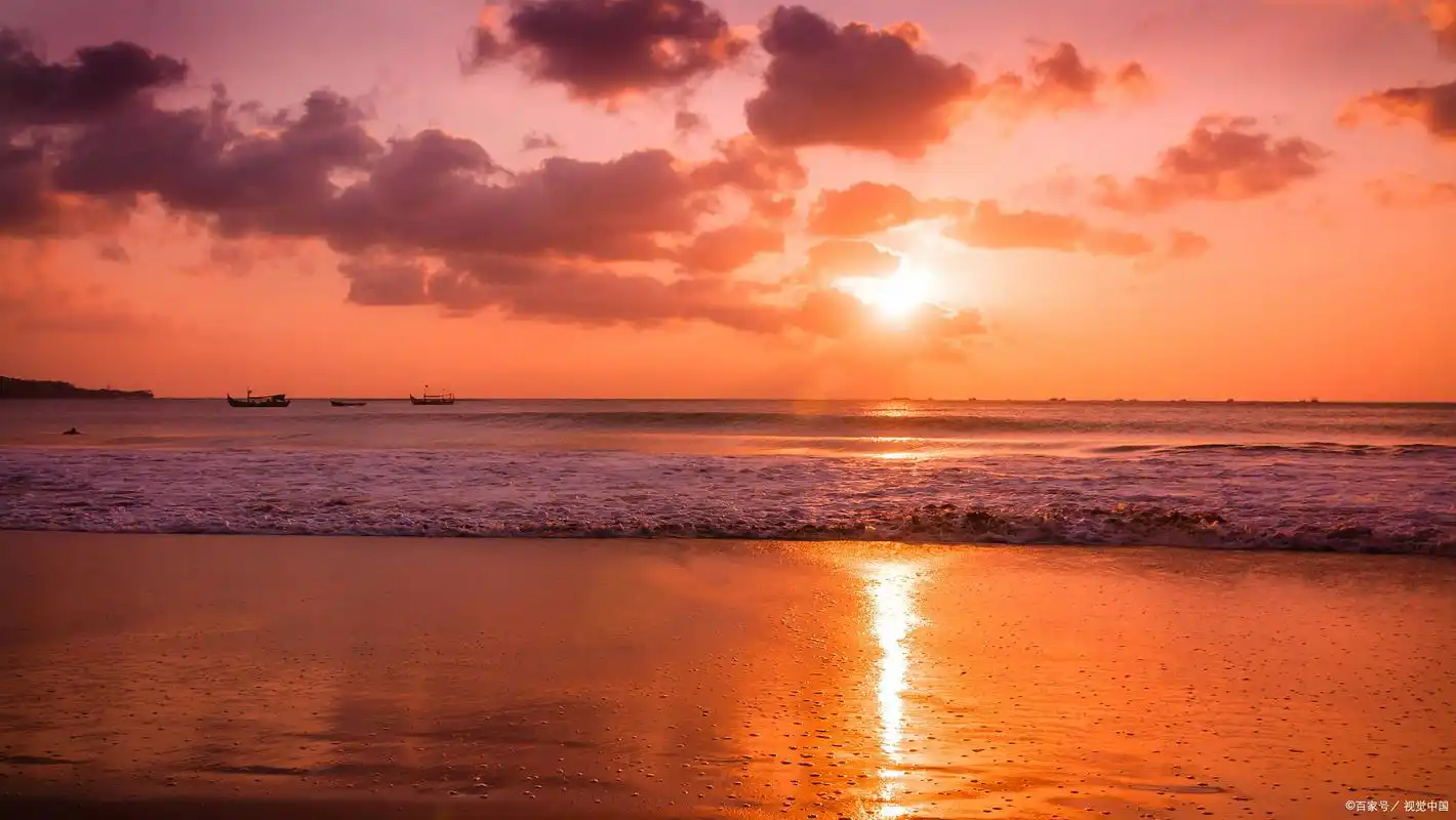 浪漫海滩落日图