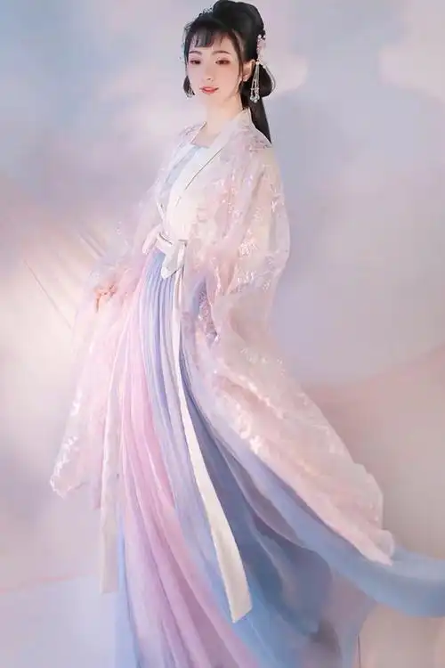 白菜汉服仙女飘逸中国风春樱花古装超仙气大袖衫古风学生齐胸清仓