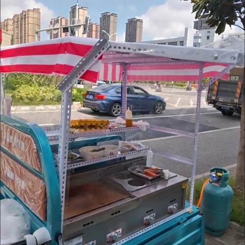 摆摊小吃三轮车改装架子定制街边各种饭团电动车烧烤车