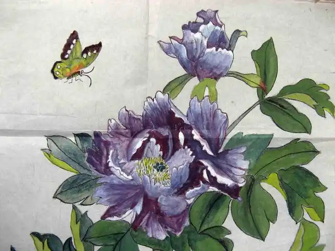 林柏生小二尺条幅工笔画蝶恋花